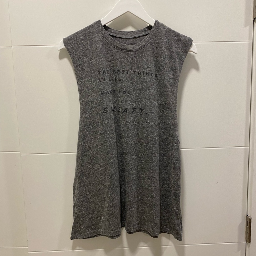 “The best things in life make you sweaty” good HYouman relaxed tank. Size M